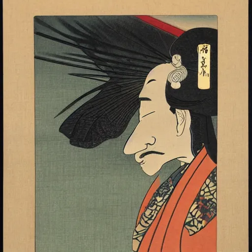 Prompt: a samurai smoking a pipe, ukiyo - e