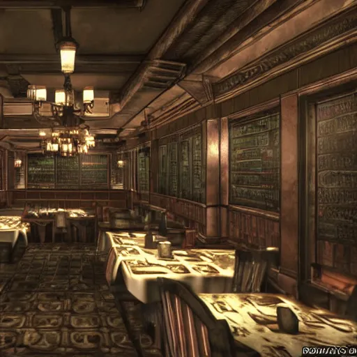 Prompt: mansion diner hall, background of resident evil game