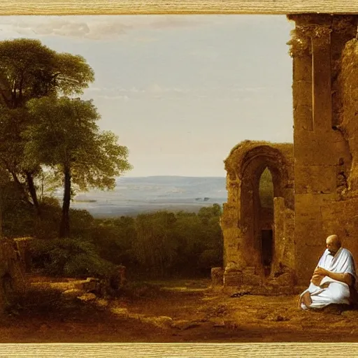 Image similar to Monk Seated in the Ruins of the Abbey by John Frederick Kensett