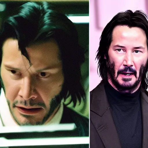 Image similar to keanu reeves as wolverine in emotional movement, dressed the original x - men suite