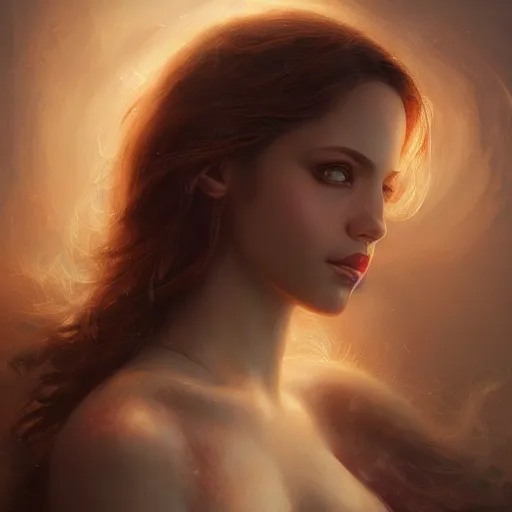 Image similar to seductive Aphrodite portrait, atmospheric lighting, painted, intricate, volumetric lighting, beautiful, rich deep colors masterpiece, golden hour, sharp focus, ultra detailed, by Leesha Hannigan, Ross Tran, Thierry Doizon, Kai Carpenter,Ignacio Fernández Ríos