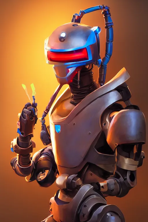 Image similar to epic mask helmet robot ninja portrait stylized as fornite style game design fanart by concept artist gervasio canda, behance hd by jesper ejsing, by rhads, makoto shinkai and lois van baarle, ilya kuvshinov, rossdraws global illumination radiating a glowing aura global illumination ray tracing hdr render in unreal engine 5