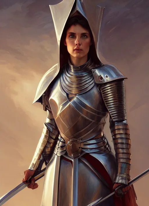 Image similar to natali portman, a female knight from europe, highly detailed, digital painting, artstation, concept art, wallpaper, smooth, sharp focus, illustration, art by artgerm and greg rutkowski and alphonse mucha