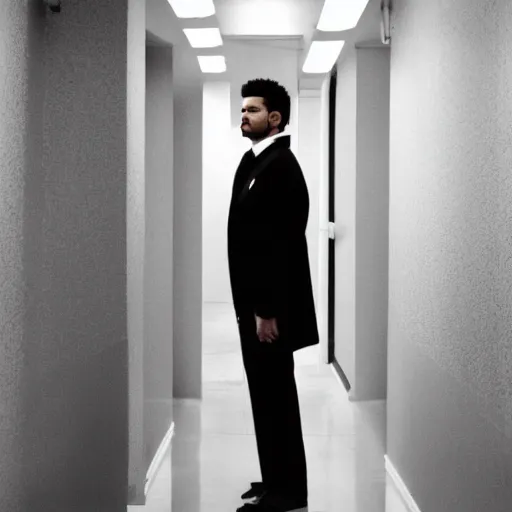 Image similar to theweeknd as the american psycho, cinematic still