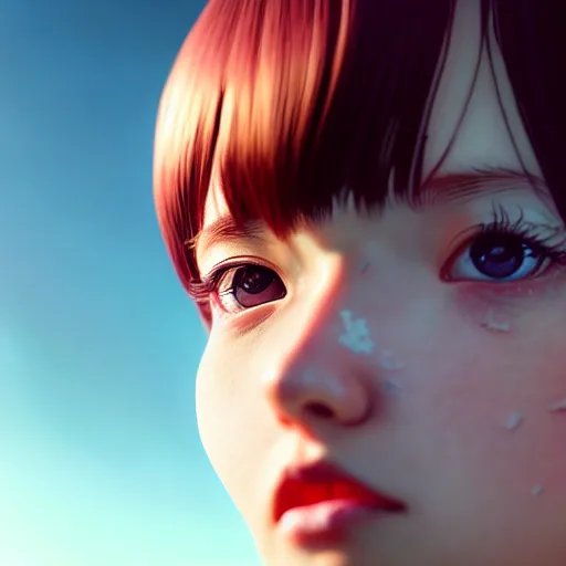 Image similar to girl by ilya kuvshinov, rtx reflections, octane render 1 2 8 k, extreme high intricate details by wlop, digital anime art by ross tran, wide shot, close up shot, composition by sana takeda, dramatic lighting by greg rutkowski