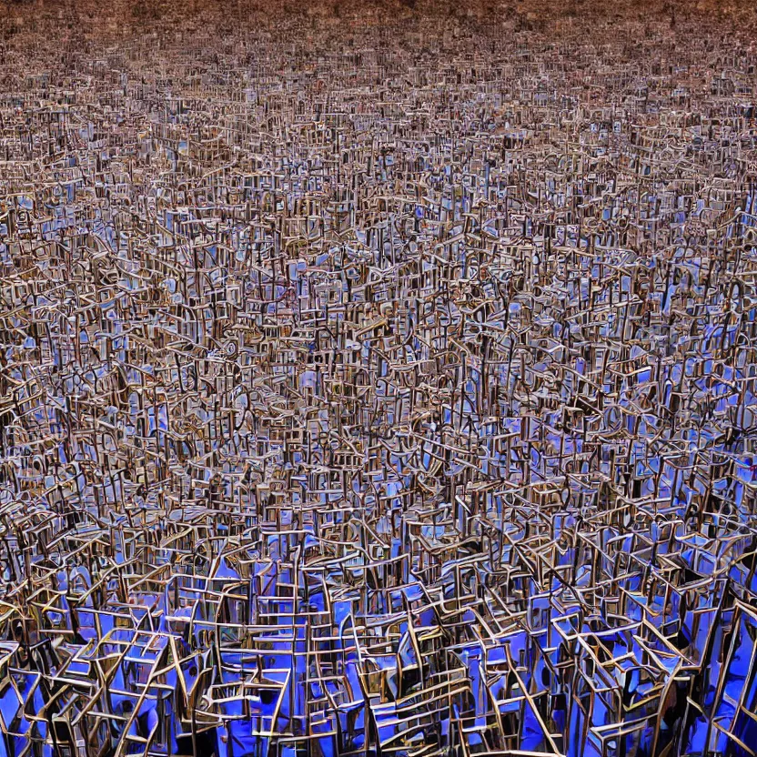 Image similar to Entering the mind maze, a thousand mirrors greet me, each one a variant of some furry character.