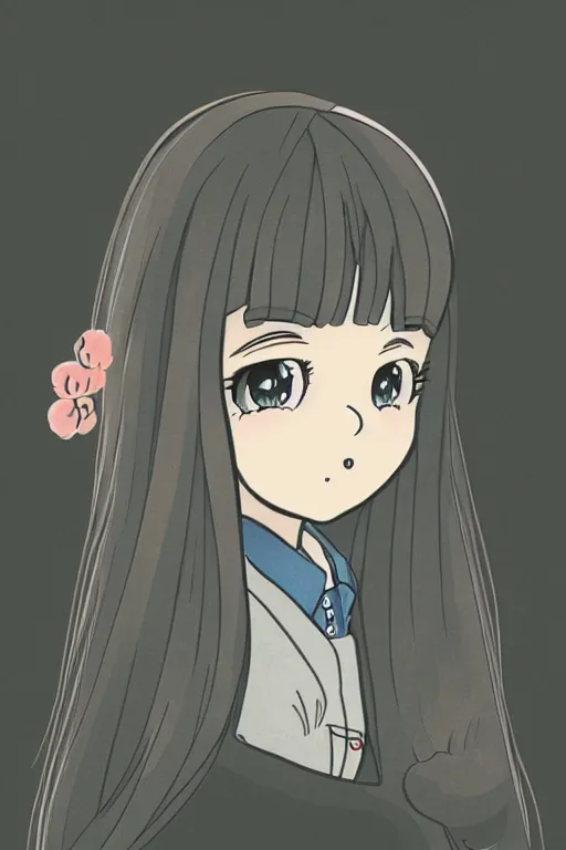 Image similar to portrait of a cute mamoru chiba style illustration of a young girl mamoru chiba style