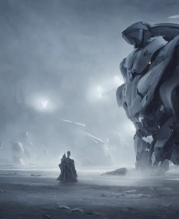 Image similar to surreal romantic mecha covenant deformation horizontal mecha memorial building, futuristic berserk white architecture in the beach in iceland, foggy, highly detailed, digital painting, arstation, concept art, hyperealistic octane render, unreal engine, by ruan jia