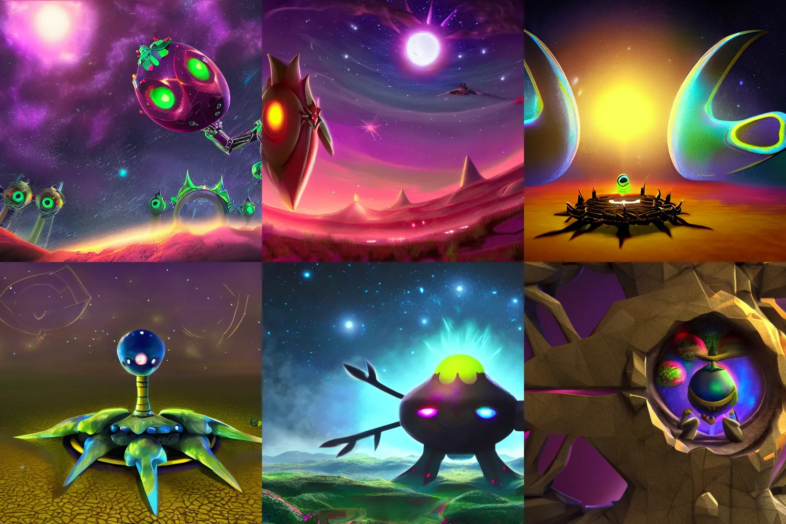 Prompt: utopian Galaxy , dark Navi from majoras mask Zelda , a evil dark sun , depth field, unreal engine, 4k concept art and hyper realism