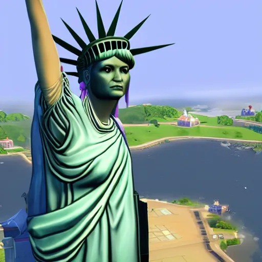 Image similar to Lady Liberty as a playable character in The Sims 4