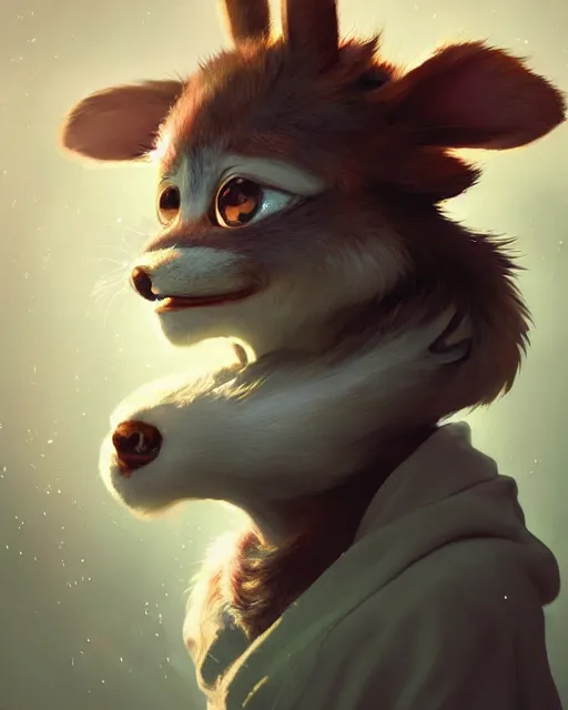 Image similar to a beautiful portrait of a cute anthropomorphic humanoid original fursona fantay character. big eyes. character design by cory loftis, fenghua zhong, ryohei hase, ismail inceoglu and ruan jia. volumetric light, detailed, rendered in octane