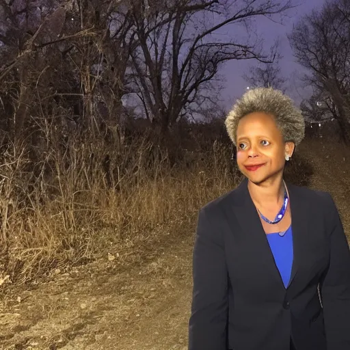 Image similar to chicago mayor lori lightfoot spotted on trail cam at night