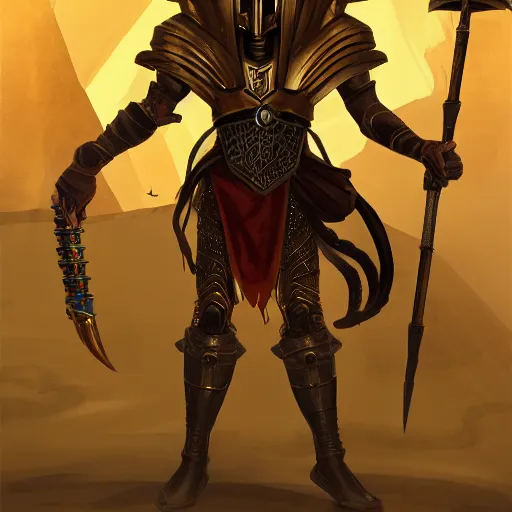 Image similar to pharaoh with armor on, steampunk, concept art, masterpiece, digital art, ultra detailed, sharp focus, cinematic lighting, 8 k hd resolution