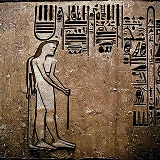 Prompt: Ancient Egypt hieroglyph of an UFO