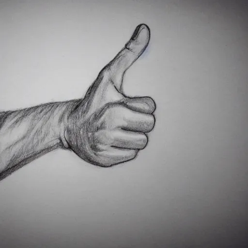 Prompt: a hand pointing a finger, drawing reference, pencil sketch,