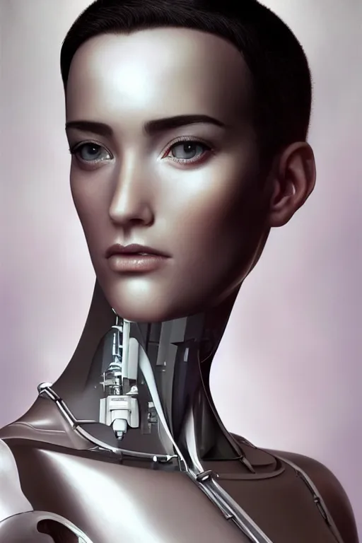 Prompt: a beautiful half body image of a futuristic android with body made of translucent plastic, mechanical internal parts, symmetrical and realistic proportions by Irakli Nadar, tom bagshaw, Charlie Bowater with details by Jason Felix, furio tedeschi, face by ilya kuvshinov, artgerm, cinematic backlit lighting, beauty retouch, elite, photo realistic, octane render, hyper real, ultra detailed, trending on artstation pinterest and deviantart