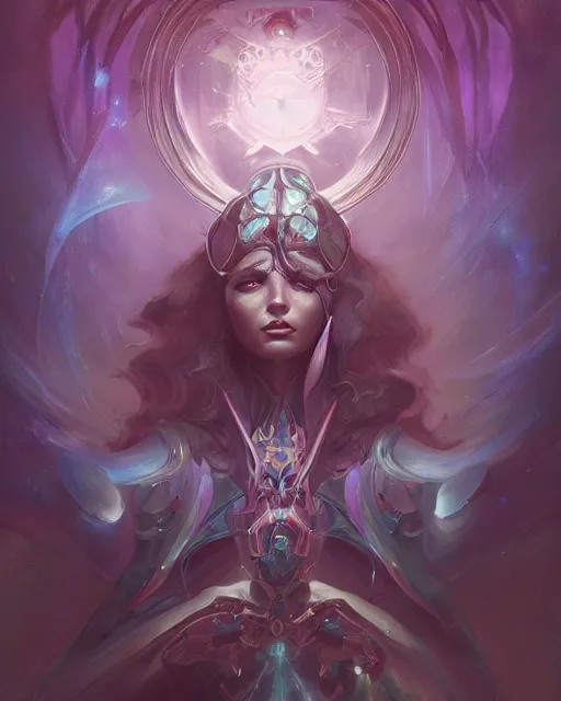 Image similar to portrait of a beautiful cybernetic emanation from angelarium, by pete mohrbacher and artgerm and wlop, digital art, highly detailed, intricate, fantasy, mystical, Trending on Artstation HQ, deviantart, unreal engine, 4K UHD image