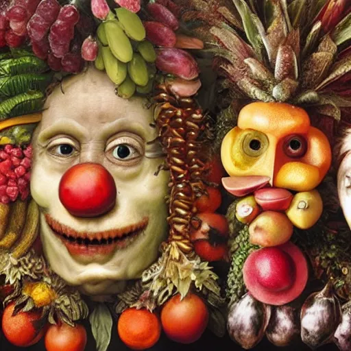 Image similar to giuseppe arcimboldo completely made of fruits, unreal engine, new scifi movie