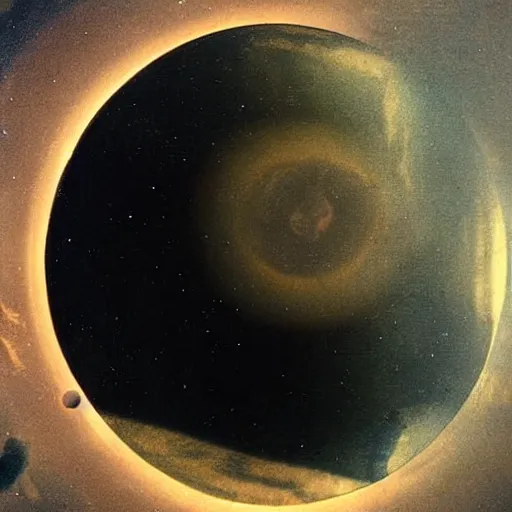 Prompt: 1820s photo from space of the Earh inside a oil bubble, damaged, NASA