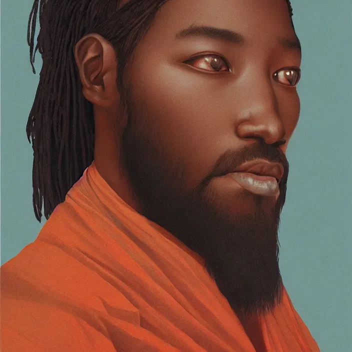 Image similar to an African Jesus, portrait painting by Hsiao-Ron Cheng,