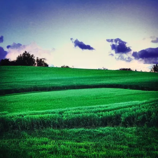 Image similar to A green sky and a blue field