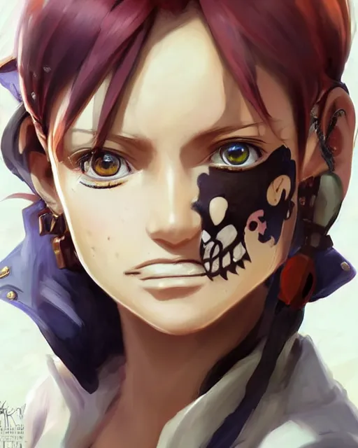 Prompt: portrait One Piece pirate girl cute-fine-face, pretty face, realistic shaded Perfect face, fine details. Anime. realistic shaded lighting by Ilya Kuvshinov Giuseppe Dangelico Pino and Michael Garmash and Rob Rey, IAMAG premiere, aaaa achievement collection, elegant freckles, fabulous