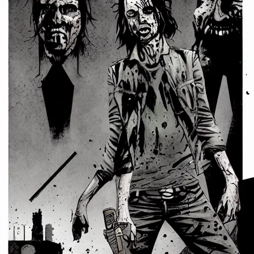 Image similar to the walking dead comic drawn by ben templesmith