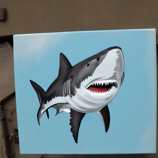 Image similar to Shark Spam Can, painting