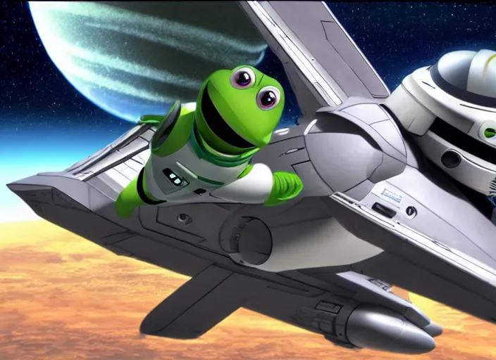 Prompt: buzz light - year flying a viper mk 2 into the death star