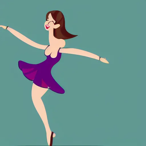 Image similar to a cartoon illustration of a beautiful woman dancing