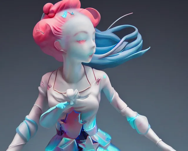 Image similar to James Jean isolated magical girl vinyl figure, figure photography, smooth sharp focus, holographic undertones, anime stylized, high detail, ethereal lighting - H 640