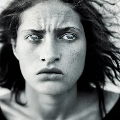 Image similar to a candid extreme closeup portrait of an expressive face of a mind blown young woman by annie leibovitz