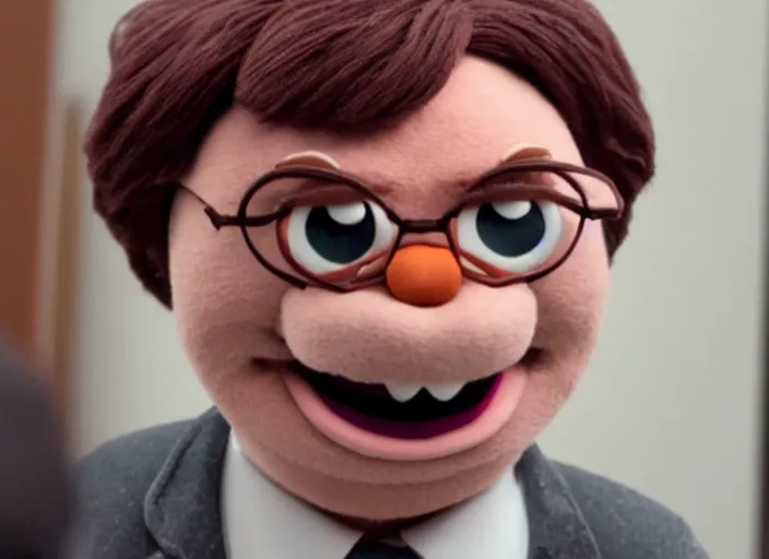 Image similar to film still of Dwight Schrute as a muppet from The Office, 4k