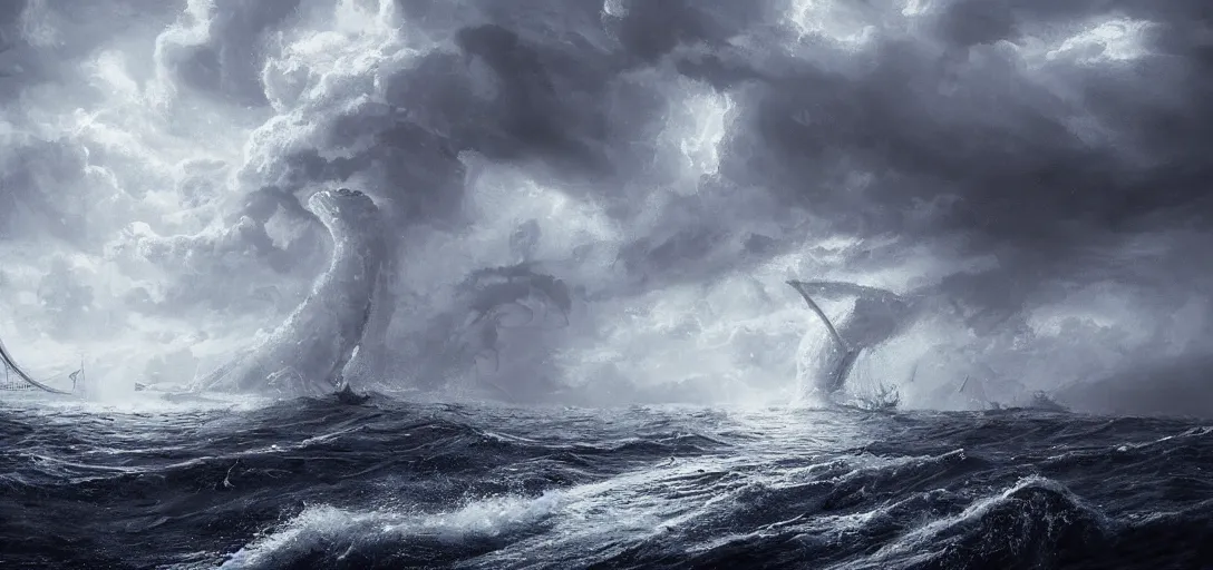 Image similar to wild ocean storm at night, a giant kraken emerging from water breaking a yacht, dramatic lighting, cinematic, establishing shot, extremly high detail, foto realistic, cinematic lighting, post processed, concept art, artstation, matte painting, style by eddie mendoza, raphael lacoste, alex ross
