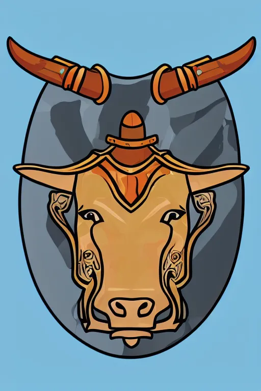 Image similar to Portrait of a bull in a medieval armor, knight, medieval, sticker, colorful, illustration, highly detailed, simple, smooth and clean vector curves, no jagged lines, vector art, smooth