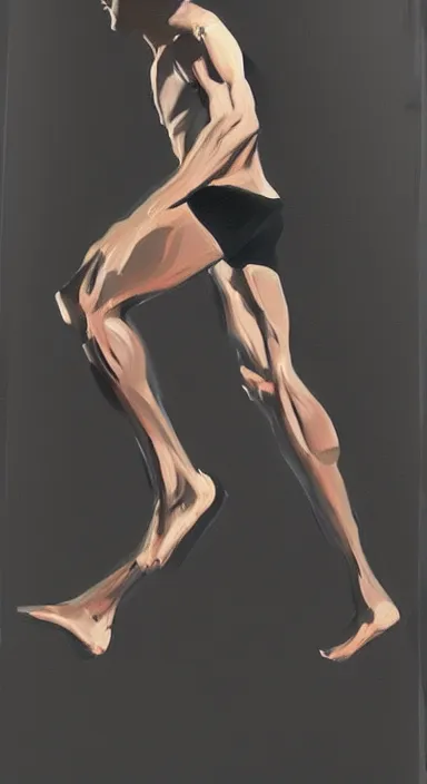 Image similar to black background, a thin, athletic physique man's body made of abstract, thick flowing dramatic bright brush strokes, no face, strong wind, matte colors, impressionist, extreme motion, trending on artstation