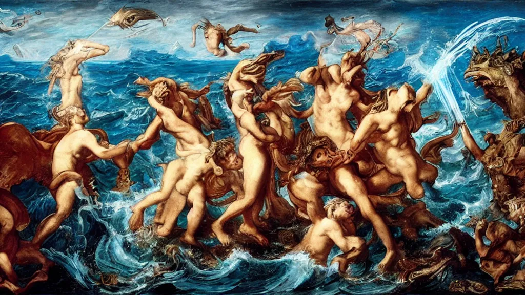 Image similar to epic masterpiece of Oceanus begetting Oceanus mythological