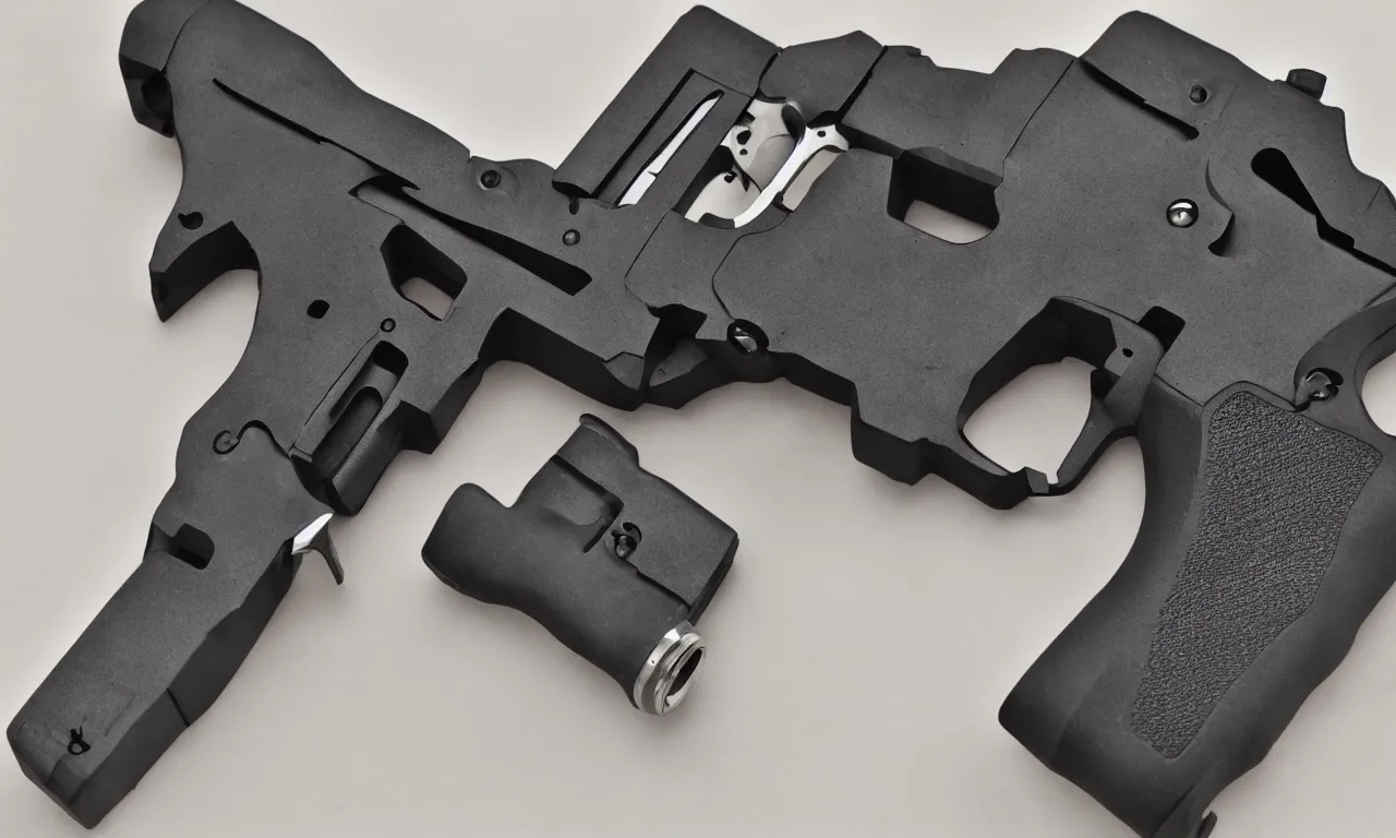 Prompt: a bio machine pistol design