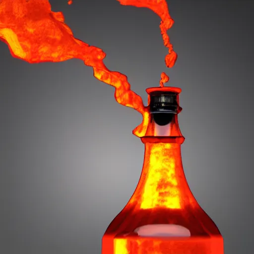 Prompt: a bottle of lava, realistic 3 d image trending on artstation