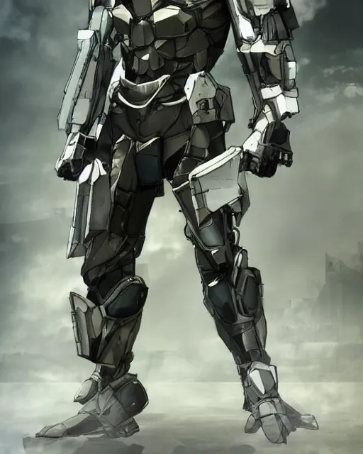 Prompt: powered armored soldier in the style of metal gear in the style of metal gear rising trending on artstation deviantart pinterest detailed realistic hd 8 k high resolution