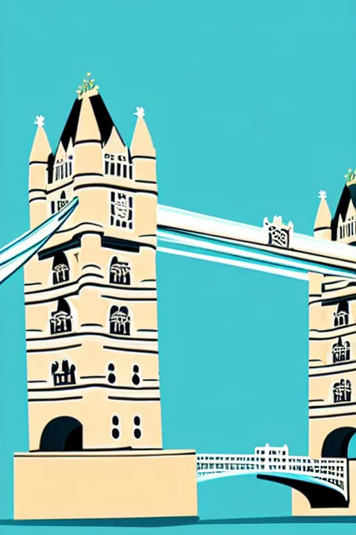 Image similar to minimalist boho style art of colorful london tower bridge, illustration, vector art