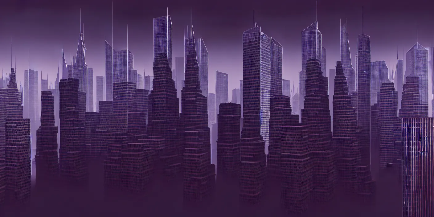 Prompt: a reinassance paiting of modern skyscrapers skyline, hyper detailed, dramatic lighting, volumetric lighting, perfection, 8 k