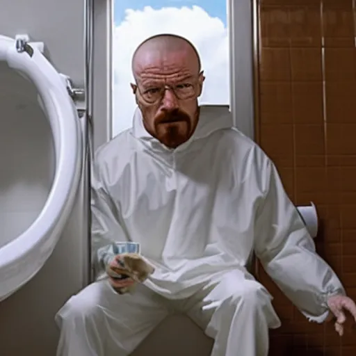 Image similar to walter white in a toilet