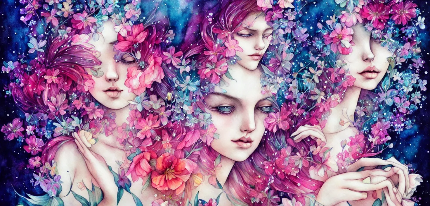 Prompt: watercolor flower 🌺🌸🌠🧚🌻 by anna dittmann
