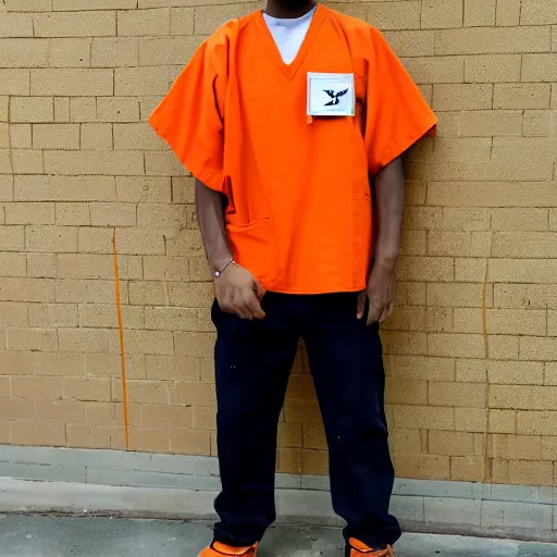 Image similar to bee wearing orange inmate clothes