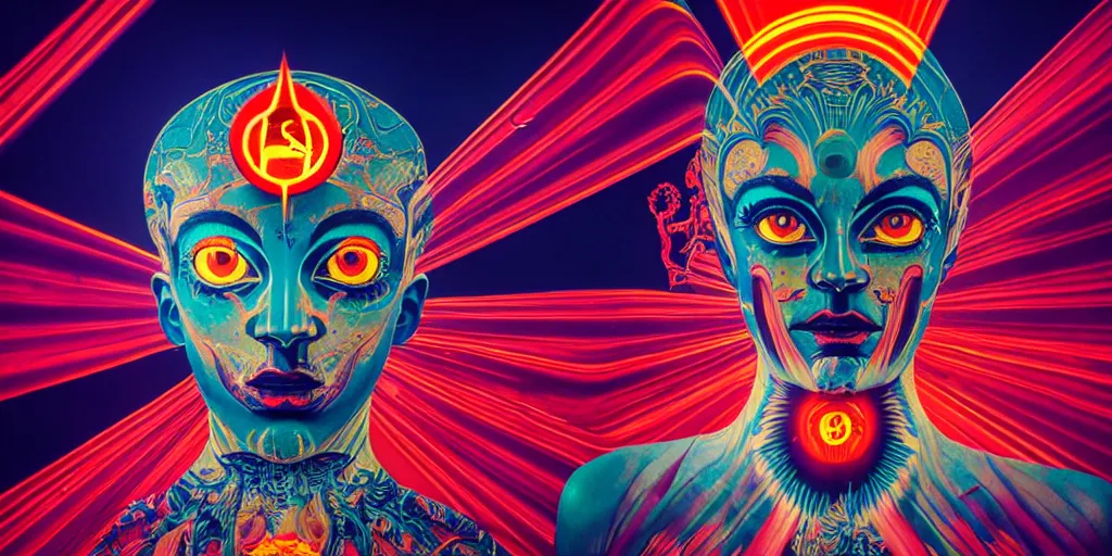 Image similar to hell EOS-1D, f/1.4, ISO 200, 1/160s, 8K, RAW, unedited, symmetrical balance, in-frame, god rays, digital art, high detail by tristan eaton, victo ngai