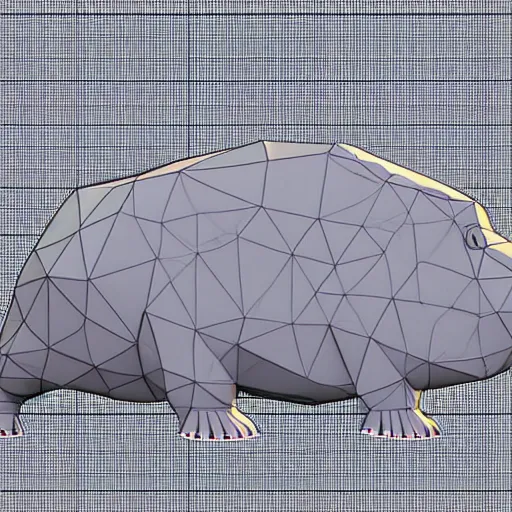 Image similar to low polygon render of a hippo on a white background, isometric 3 d, ultra hd