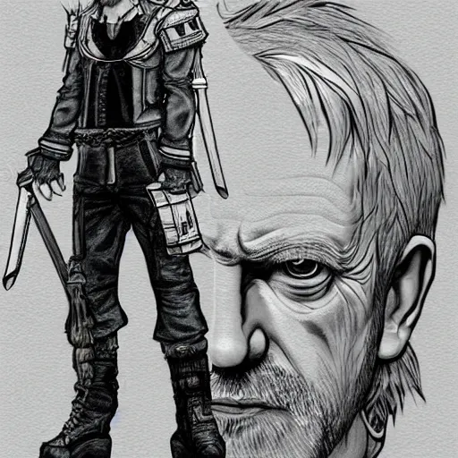 Prompt: jeremy corbyn dressed as cloud strife, highly detailed, concept art