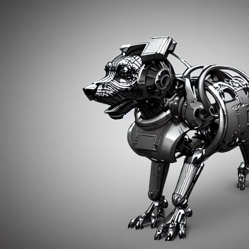 Image similar to a cybernetically enhanced dog, digital art, 3 d render, blender,