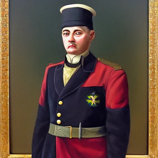 Prompt: “Oil painting of Vinicius de Moraes as a World War 1 general, 4k”
